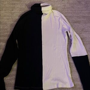 Alp N Rock Black and White Split Turtleneck Sweater
